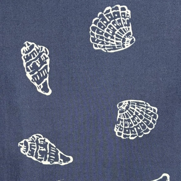 Sail to Sable Seashell Print Signature Mini Caftan Cotton Dress Mini Navy L NWT - Picture 10 of 13